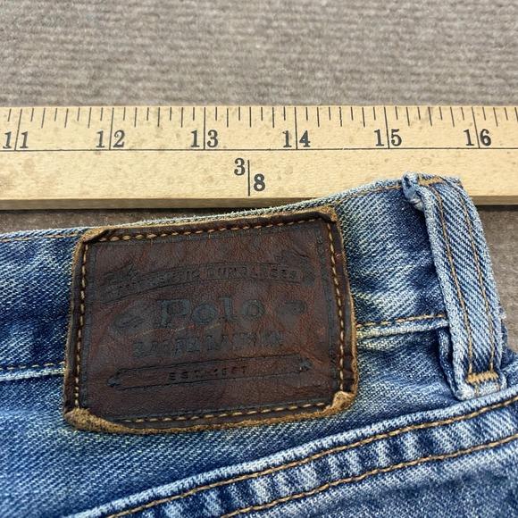 Polo Ralph Lauren Jeans Mens 32 Fits 31x27 Hemmed Distressed Baggy Denim Vintage - Picture 9 of 12